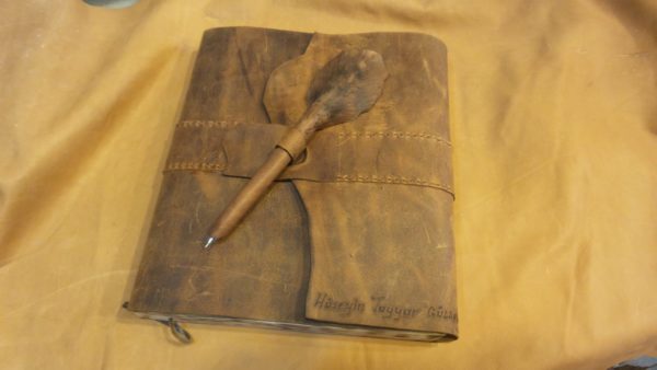 Kalemli El Yapımı Hakiki Deri Defter