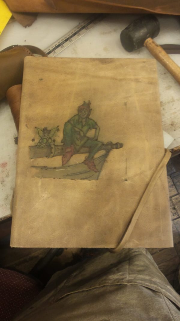Peter Pan Desenli El Yapımı Hakiki Deri Defter