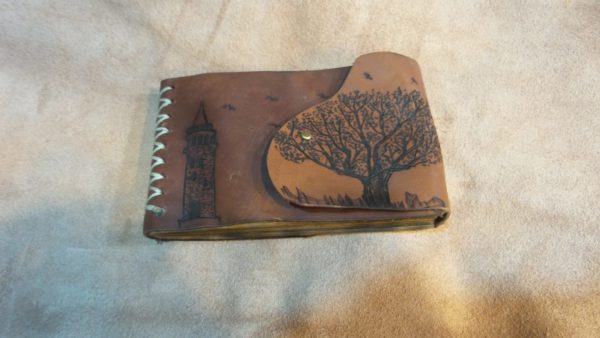 El Yapımı Eskitme Desenli Deri Defter